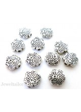 10 Antique Silver Plated Rare Embossed Flower Beads 10mm ~ For Stylish Jewellery Making 